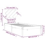 vidaXL Cadre de lit sans matelas noir 75x190 cm bois massif