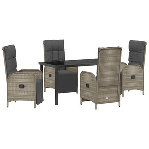 vidaXL Ensemble de salle à manger pour jardin 5 Pièces Gris Poly rotin