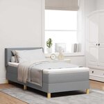 vidaXL Lit à ressorts avec matelas Gris clair 190 x 90 cm Polyester