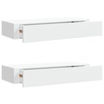 vidaXL Étagères à tiroirs murales 2 Pièces Blanc 60x23 5x10 cm MDF