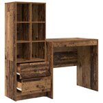 Bureau vidaXL avec rangement en vieux bois en bois reconstitué