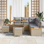 vidaXL Ensemble de canapé de jardin 8 Pièces Beige et Gris clair
