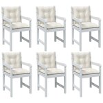 vidaXL Coussins de chaise à dossier bas lot de 6 crème mélangé tissu