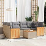 vidaXL Salon de jardin avec coussins 7 Pièces beige résine tressée