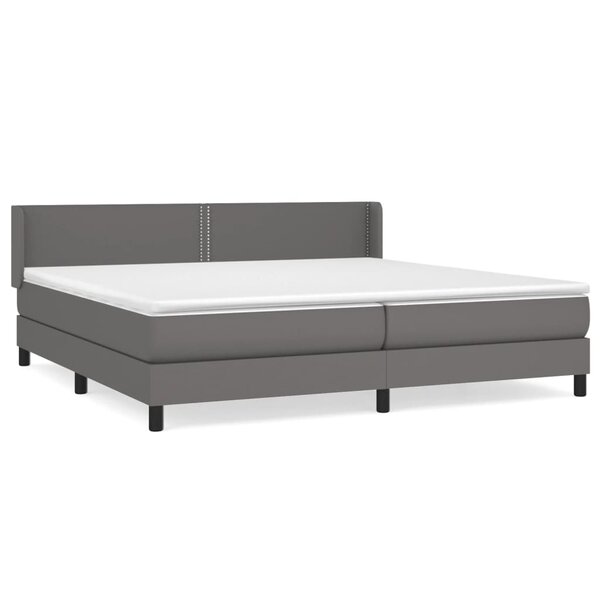 vidaXL Sommier à lattes de lit avec matelas Gris 200x200 cm Similicuir