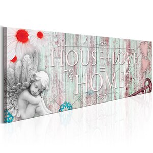 Tableau - home: house + love l x h en cm 135x45