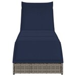 vidaXL Chaise longue pliante coussin et rangement gris résine tressée