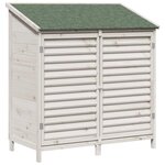 vidaXL Abri de jardin Blanc 106 x 56 x 113 5 cm Bois de Sapin Massif