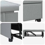 vidaXL Canapé-lit escamotable Gris clair 194 x 50 x 82 cm Contreplaqué