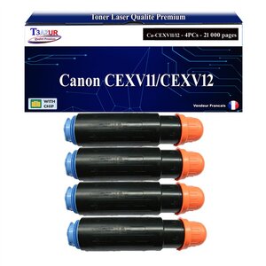 T3AZUR -4x Toners compatibles avec Canon CEXV11/CEXV12 (9629A002/9634A002) Noir