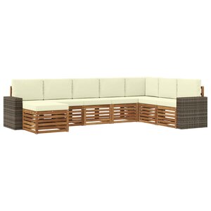vidaXL Ensemble de canapés d'extérieur 8 pc Naturel et Crème