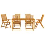 Ensemble de salle à manger de jardin 7 pièces en bois d'acacia pliable