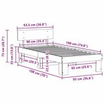 vidaXL Cadre de lit Marron 90 x 190 cm Bois massif en pin