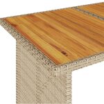 vidaXL Table de jardin avec dessus en bois noir 110x68x70 cm rotin