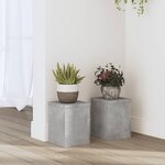 vidaXL Supports pour plantes 2 Pièces gris béton bois d'ingénierie