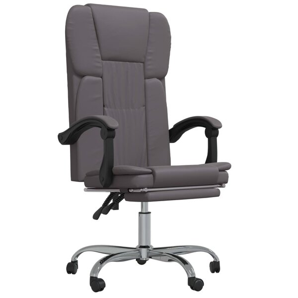 Chaise fauteuil siège pivotante de inclinable de bureau informatique étude similicuir gris 02_0024248