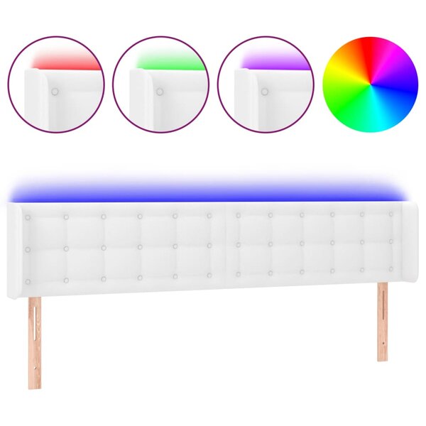 vidaXL Tête de lit à LED Blanc 163x16x78/88 cm Similicuir
