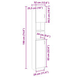 vidaXL Armoire de salle de bain Chêne sonoma 32x25 5x190 cm Aggloméré