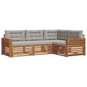 vidaXL Ensemble de canapés d'extérieur 4 pc Gris Naturel et Clair