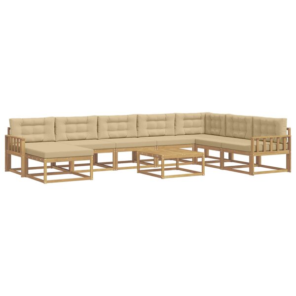 vidaXL Ensemble de canapés d'extérieur 9 pc Blanc et Beige