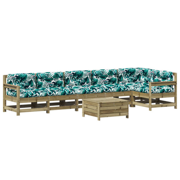 vidaXL Salon de jardin 7 Pièces avec coussins bois de pin imprégné