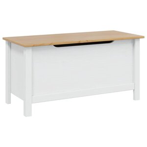 vidaXL Boîte de rangement HILL Blanc et marron miel 90 x 40 x 45 cm