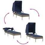 vidaXL Chaise longue avec auvent et table gris résine tressée