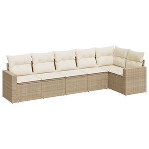 vidaXL Salon de jardin avec coussins 6 Pièces beige résine tressée