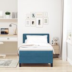 Lit box spring vidaXL avec matelas bleu foncé 100x200 cm en velours