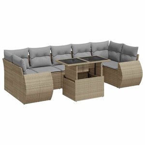 vidaXL Salon de jardin avec coussins 8 Pièces beige résine tressée