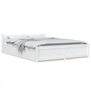 vidaXL Cadre de lit sans matelas avec tiroirs blanc 140x190 cm
