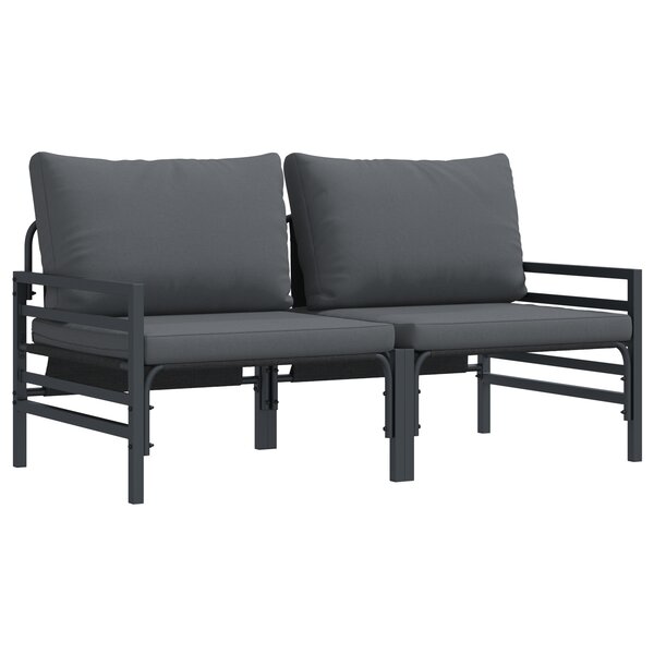 vidaXL Mobilier de jardin avec coussin 2 Pièces Anthracite Acier