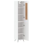 vidaXL Buffet haut Blanc brillant 34 5x34x180 cm Bois d'ingénierie