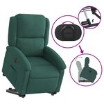vidaXL Fauteuil inclinable électrique vert foncé velours
