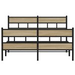vidaXL Cadre de lit en métal sans matelas chêne sonoma 135x190 cm