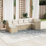 vidaXL Salon de jardin avec coussins 7 Pièces beige résine tressée