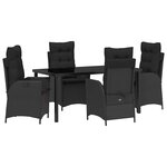 vidaXL Ensemble de salle à manger pour jardin 5 Pièces Noir polyrotin