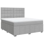 vidaXL Sommier à lattes de lit avec matelas Gris clair 180x200cm Tissu