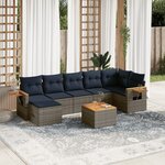 vidaXL Salon de jardin 8 Pièces avec coussins gris résine tressée