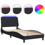 vidaXL Cadre de lit avec lumières LED noir 90x190 cm velours