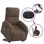 vidaXL Fauteuil inclinable de massage marron tissu microfibre