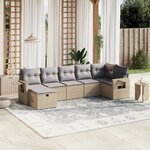 vidaXL Salon de jardin avec coussins 7Pièces mélange beige résine tressée