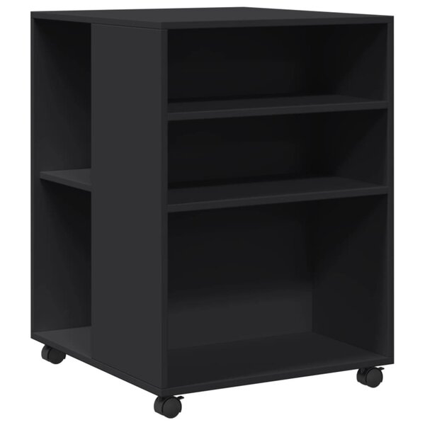 vidaXL Table d'appoint avec roues noir 55x60x78 cm bois d'ingénierie