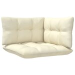 vidaXL Salon de jardin 3 Pièces avec coussins crème bois de pin massif