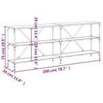 vidaXL Table console sonoma gris 200x30x75 cm bois d'ingénierie et fer