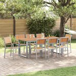 vidaXL Ensemble de salle à manger pour jardin 9 Pièces Gris et marron