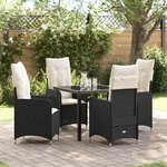 vidaXL Ensemble de salle à manger pour jardin 5 Pièces Noir Poly rotin