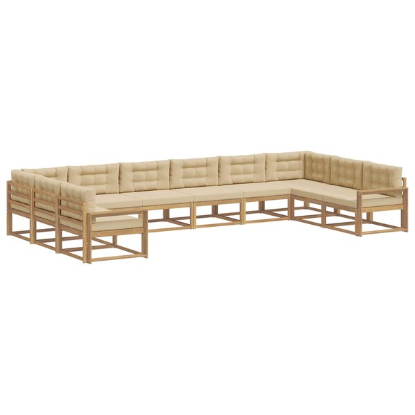 vidaXL Ensemble de canapés d'extérieur 10 pc Blanc et Beige