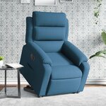 vidaXL Fauteuil inclinable électrique bleu velours