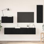 vidaXL Meuble TV mural Montage mural 4 Pièces Chêne noir 200 x 30 x 30 cm